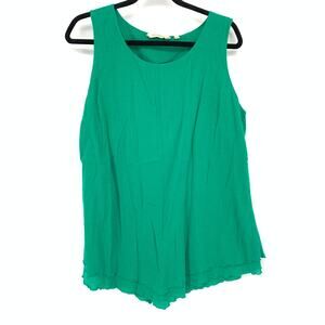 Soft Surroundings Siesta Key Gauze Tank Top Womens L Green Scoop Neck